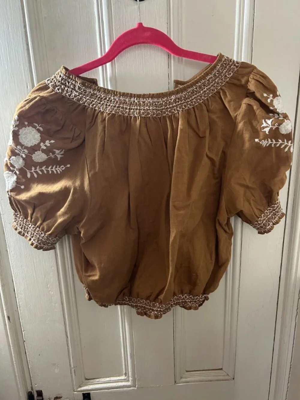 Sezane Marru Blouse in Camel Ecru Embroidery size 10 (FR 42) - Picture 4 of 4